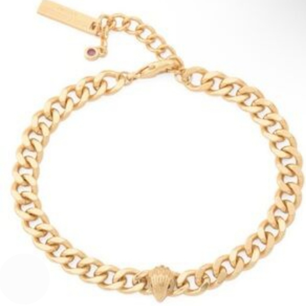 Nwt Kurt Geiger London Bracelet Signature Eagle Head Motif Chain Link Gold Brass